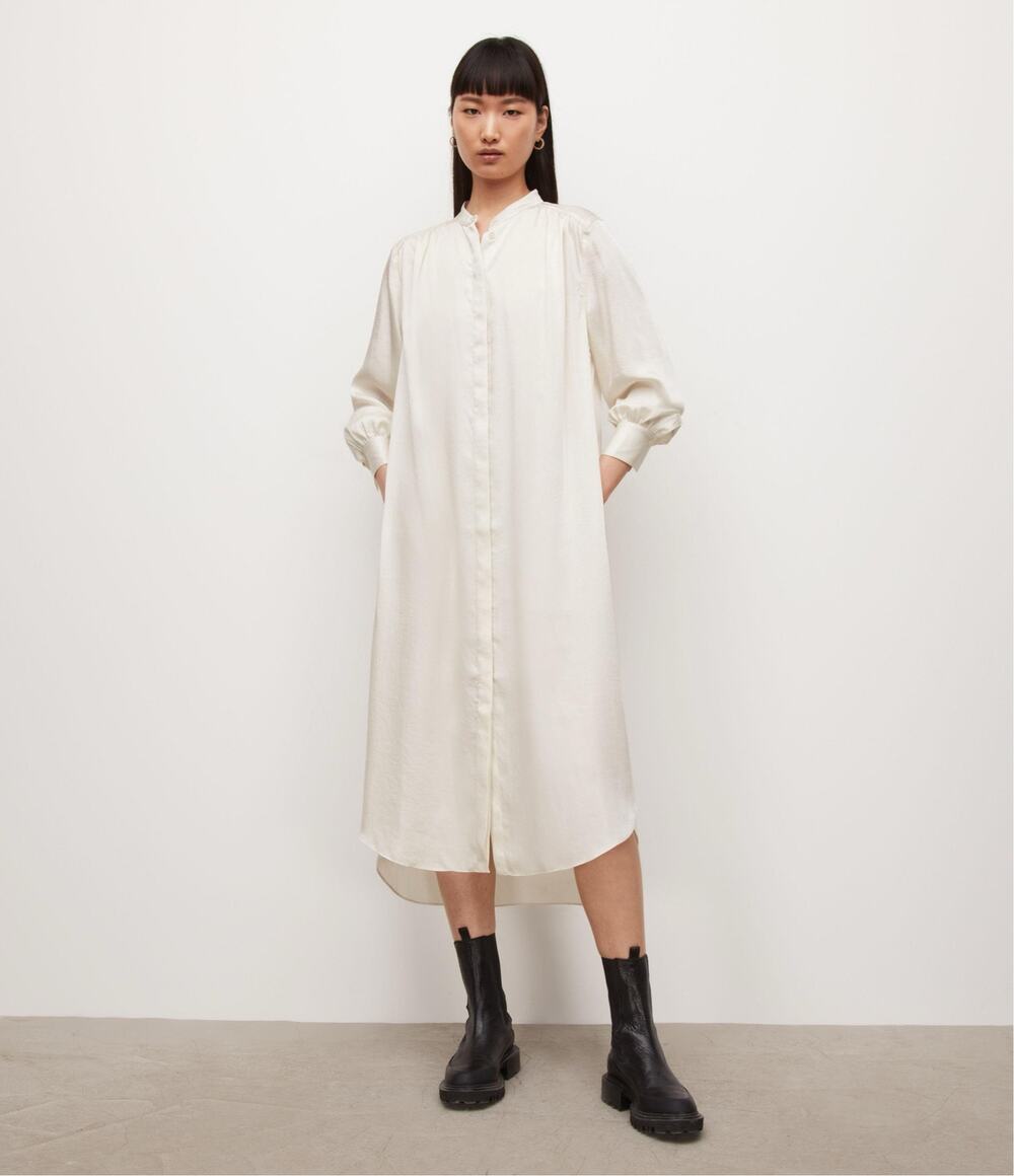 Allsaints Aga Shirt Dress Ivory - Size Medium